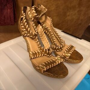 Bronze JustFab Strappy Heels